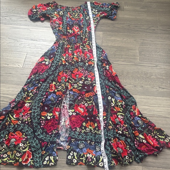 Jaase | Colourful Floral Print Smocked Waist Long Maxi Dress Size Small - Picture 8 of 13